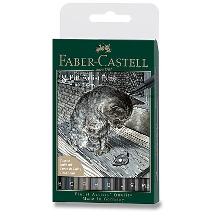 Product image Faber-Castell Pitt Artist Pen Black&Grey - popisovač - sada 8 ks, různé hroty, černý a šedý
