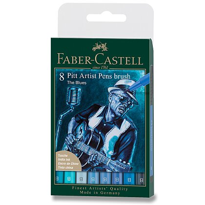 Obrázok produktu Faber-Castell Pitt Artist Pen Brush Blues - popisovač - sada 8 ks, hrot B