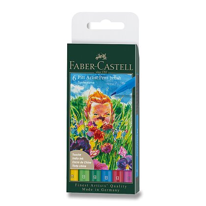 Obrázok produktu Faber-Castell Pitt Artist Pen Brush - popisovač - 6 ks, hrot B, jarné odtiene