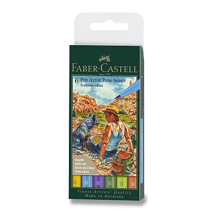 Obrázok produktu Faber-Castell Pitt Artist Pen Brush Summer - popisovač - 6 ks, hrot B