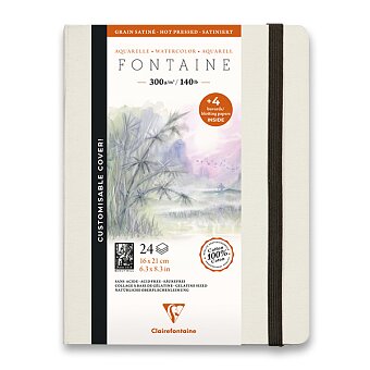 Obrázek produktu Akvarelový album Clairefontaine Fontaine Hot Pressed - 21 x 16 cm, 24 listov, 300 g