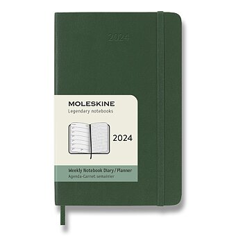 Obrázek produktu Diář Moleskine 2024 - měkké desky - S, týdenní, zelený