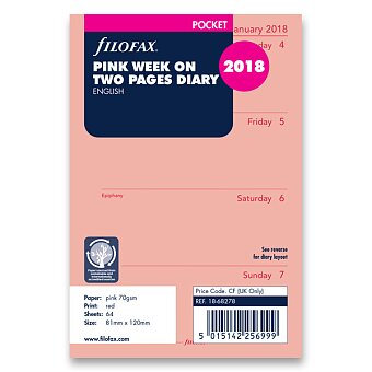 Obrázek produktu Týdenní kalendář 2018, Aj - náplň kapesních diářů Filofax