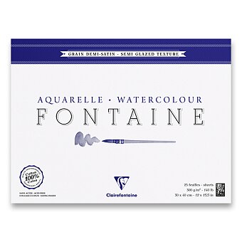 Obrázek produktu Akvarelový blok Clairefontaine Fontaine Semi Glazed - 30 x 40 cm, 25 listů, 300 g