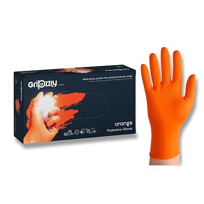 Obrázek produktu easyCARE Gripzzly - jednorázové nitrilové rukavice - oranžové, velikost XL, 50 ks