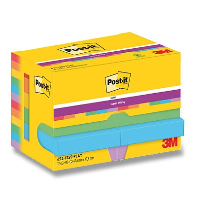 Obrázek produktu 3M Post-it - silně lepicí bloček - 47,6 x 47,6 mm, 12 x 90 l., Playful