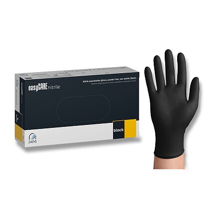 Obrázek produktu easyCARE nitrile - jednorázové nitrilové rukavice - černé, velikost L, 100 ks