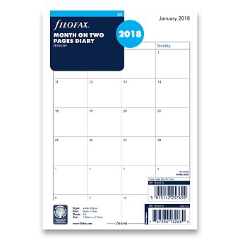 Obrázek produktu Měsíční kalendář 2018, Aj - náplň A5 diářů Filofax