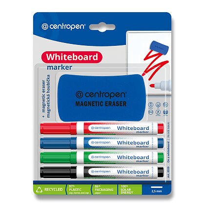 Obrázek produktu Centropen WB Marker 8559 - popisovač na bílé tabule - sada 4 barev s houbičkou