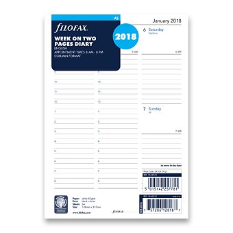 Obrázek produktu Týdenní kalendář 2018, Aj - náplň A5 diářů Filofax