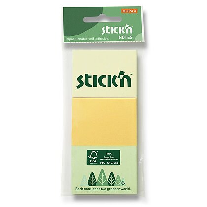 Obrázek produktu Hopax Stick'n Notes FSC Pastel - samolepicí bloček - 38 x 51 mm, 3 x 100 listů