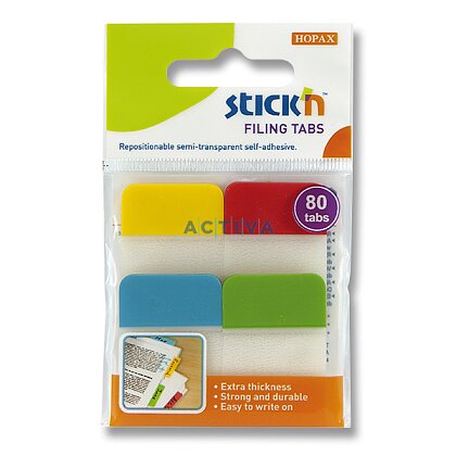 Obrázok produktu Hopax Stick'n Clearnote - samolepiace prúžky - 38 x 25 mm, 4 farby x 20 ks