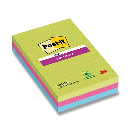 Product image 3M Post-it Super Sticky - super strong adhesive pad - 101 x 152 mm, 3 x 90 s.