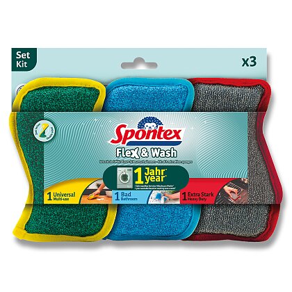 Product image Spontex Flex & Wash Kit - houbička na nádobí - 3 ks