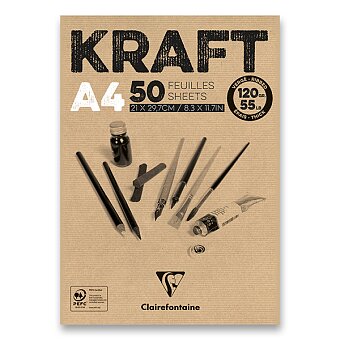 Obrázek produktu Blok Clairefontaine Brown Kraft - A4, 50 listů, 120 g