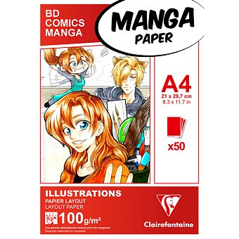 Obrázek produktu Blok Clairefontaine Manga Illustrations - A4, 50 listů, 100 g
