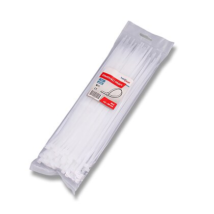 Obrázok produktu Sťahovacie pásky - 4,6 × 300 mm, biele, 100 ks