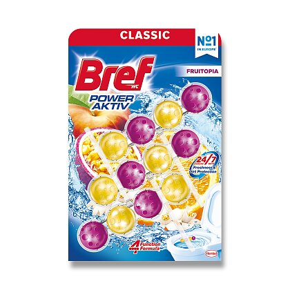 Obrázek produktu Bref Power Aktiv Classic - WC blok - Fruitopia, 3 x 50 g