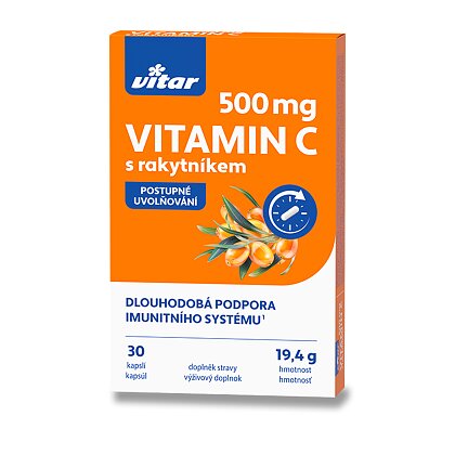 Obrázek produktu Vitar Vitamín C 500 mg s rakytníkem - 30 kapslí