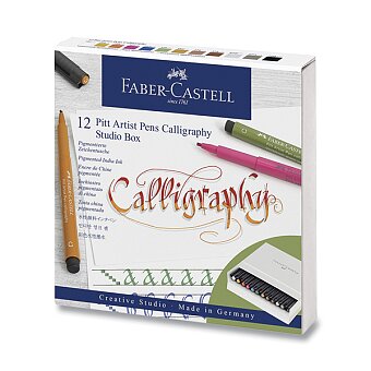 Obrázek produktu Popisovač Faber-Castell Pitt Artist Pen Calligraphy - sada 12 ks, studio box