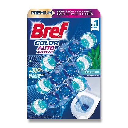 Obrázek produktu Bref Color Auto Active Premium - WC blok - Eucalyptus, 3 x 50 g
