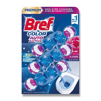 Obrázek produktu Bref Color Auto Active Premium - WC blok - Flower, 3 x 50 g