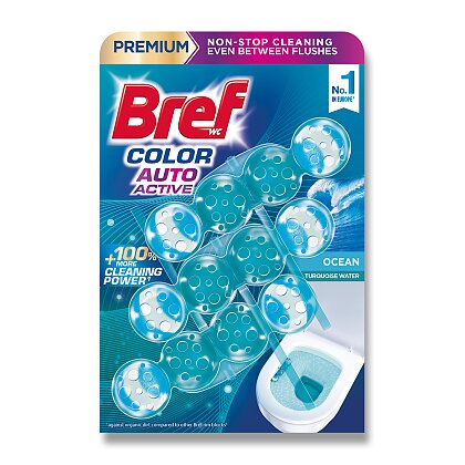 Product image Bref Color Auto Active Premium - WC blok - Ocean, 3 x 50 g
