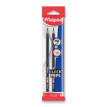 Obrázek produktu MAPED Black Peps – grafitová tužka - tvrdost HB2 – 3 ks