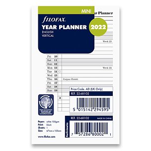 Plánovací kalendář 2022, Aj, vertikální