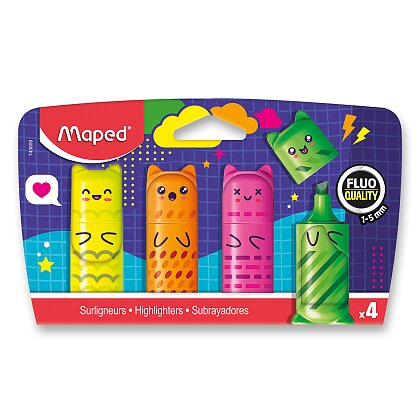 Obrázok produktu Maped Mini Fluo Kawai - zvýrazňovač - sada 4 farieb