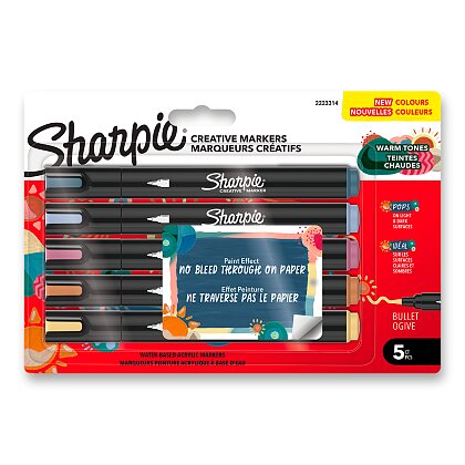 Obrázek produktu Sharpie Acrylic Marker Bullet Warm Tones - akrylový popisovač - sada 5 barev