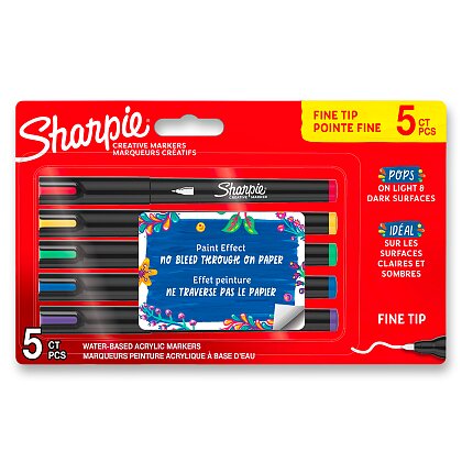 Obrázok produktu Sharpie Acrylic Marker Bullet Fine - akrylový popisovač - sada 5 farieb