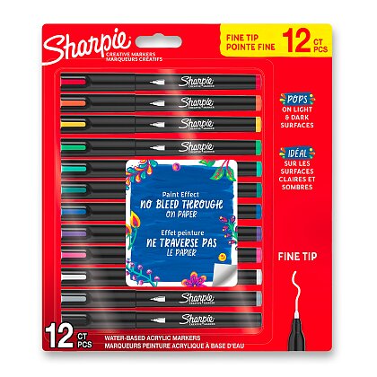 Obrázek produktu Sharpie Acrylic Marker Bullet Fine - akrylový popisovač - sada 12 barev