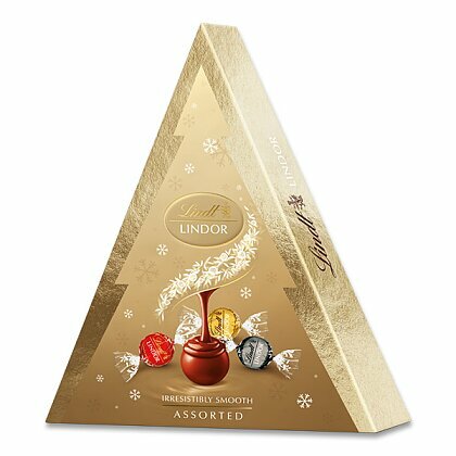 Obrázok produktu Lindor Xmas tree Assorted - čokoládové pralinky - zlatý mix, 125 g