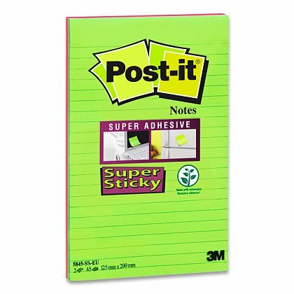 Obrázok produktu 3M Post-it 5845 Super Sticky - silne lepiaci bloček - 127 x 203 mm, 2 x 45 l., linajkový