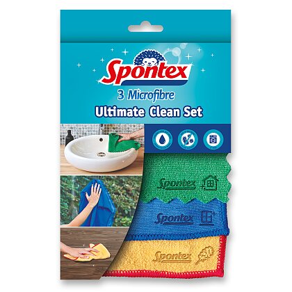 Obrázek produktu Spontex Ultimate Clean set - utěrky z mikrovlákna - 300 x 300 mm, 3 ks
