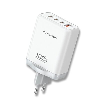 Obrázek produktu POWERTON - síťový adaptér - 100W, GaN USB-C / USB-A, 4 porty
