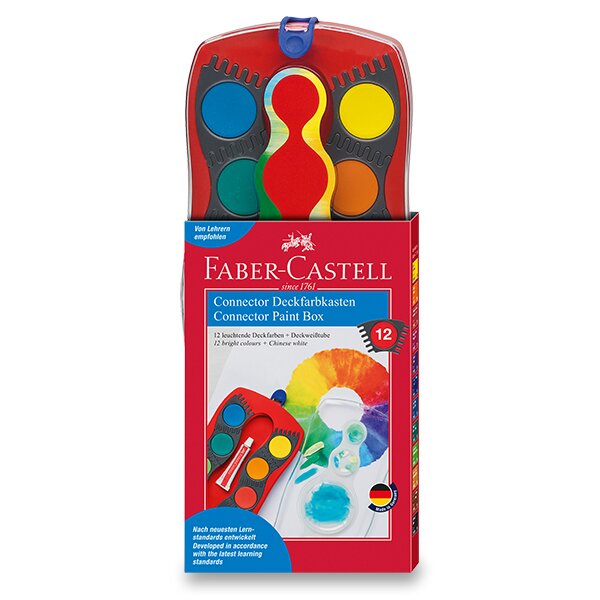 Vodové barvy Faber-Castell Connector 12 barev, průměr 30 mm