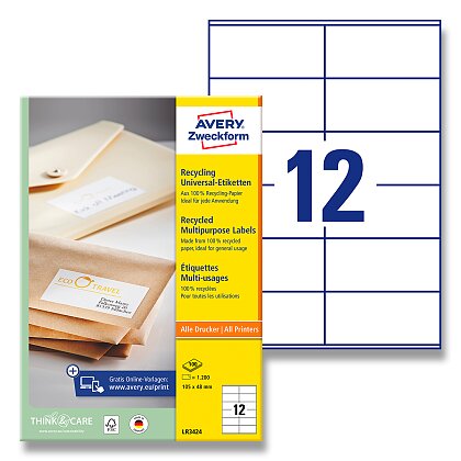 Obrázek produktu Avery Zweckform - univerzální etikety - 105,0 x 48,0 mm, 1200 etiket, recyklované