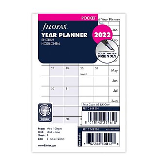 Obrázek produktu Roční plánovací kalendář 2023, Aj - horizontální, náplň kapesních diářů Filofax