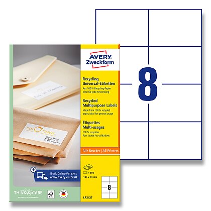 Obrázok produktu Avery Zweckform - univerzálne etikety - 105,0 x 74,0 mm, 800 etikiet, recyklované