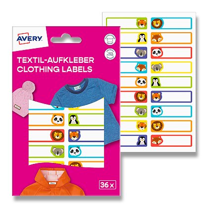 Obrázek produktu Avery Zweckform - etikety na textil - zvířátka, 45 x 13 mm, 36 etiket