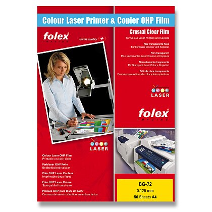 Obrázok produktu Folex BG-72 - čirá fólie - A4, 50 listov, farebná tlač