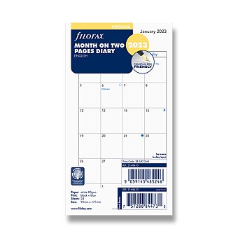 Obrázek produktu Měsíční kalendář 2023, měsíc/2 strany, Aj - náplň osobních diářů Filofax