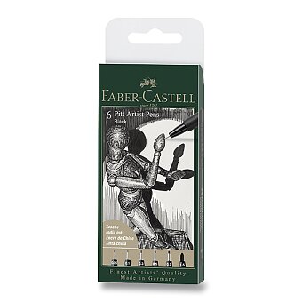 Obrázek produktu Popisovač Faber-Castell Pitt Artist Pen - sada 6 ks, různé hroty, černý