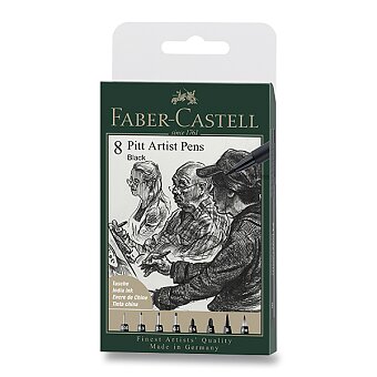 Obrázek produktu Popisovač Faber-Castell Pitt Artist Pen - sada 8 ks, různé hroty, černý