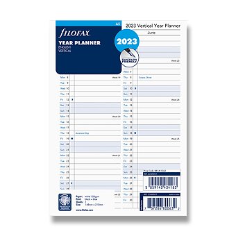 Obrázek produktu Ročný plánovací kalendár 2023, vertikálny, Aj - náplň A5 diárov Filofax