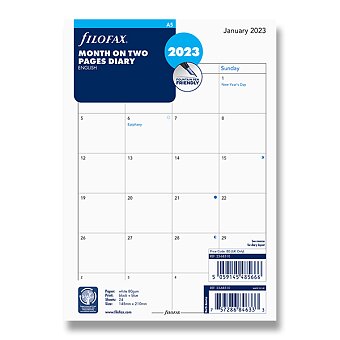 Obrázek produktu Měsíční kalendář 2023, Aj - náplň A5 diářů Filofax