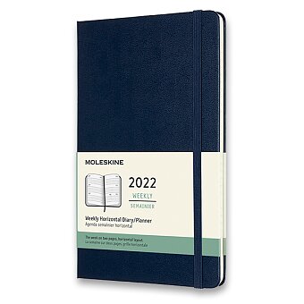 Obrázek produktu Diář Moleskine 2022 - tvrdé desky - L, týdenní, horizontální, modrý