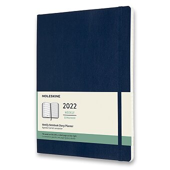 Obrázek produktu Diář Moleskine 2022 - měkké desky - XL, týdenní, modrý